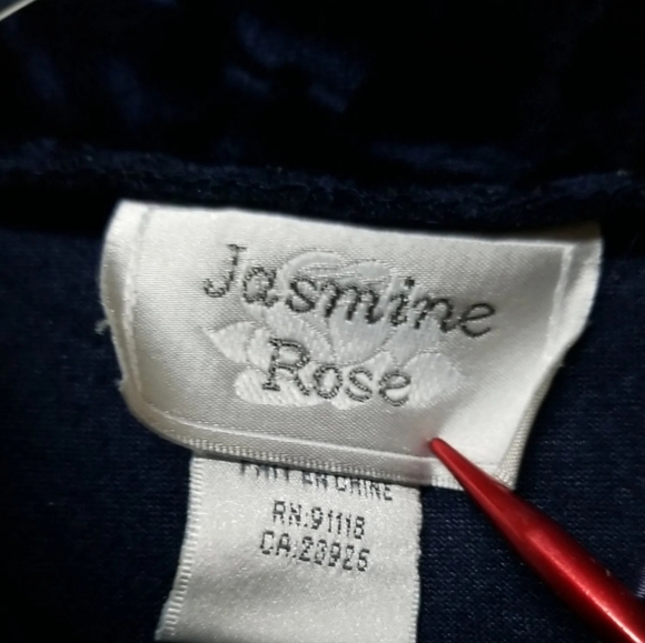 Jasmine Rose Robe Housecoat 1/2 Zip F Dark Blue, Long Cuffed Sleeve, Size M - Picture 4 of 12